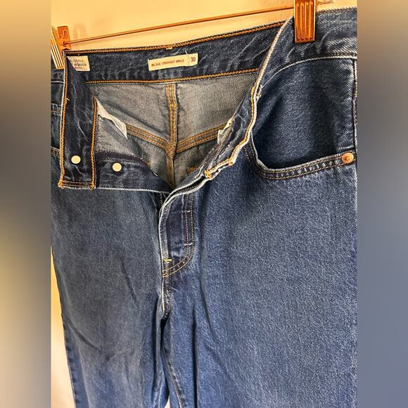 Levis Premium Ribcage Straight Ankle Women's Size 30 Jean Dark Wash Button Fly - Picture 6 of 10